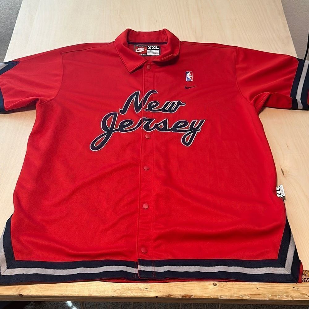 Vintage Y2K Nike Team Size 2XL New Jersey Nets 77 Throwback Warm Up Snap Front N